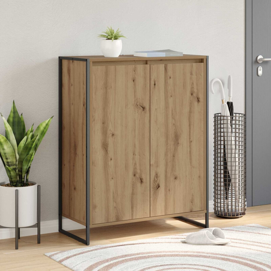 vidaXL Schoenenkast Ambachtelijk eiken 79 x 36 x 100 cm Bewerkt hout afbeelding 1