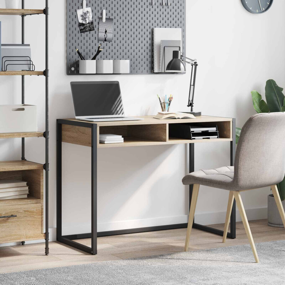 vidaXL Bureau met opslag Sonoma 100 x 50 x 75 cm Bewerkt hout vidaXL Bureau met opslag Sonoma 100 x 50 x 75 cm Bewerkt hout afbeelding 1