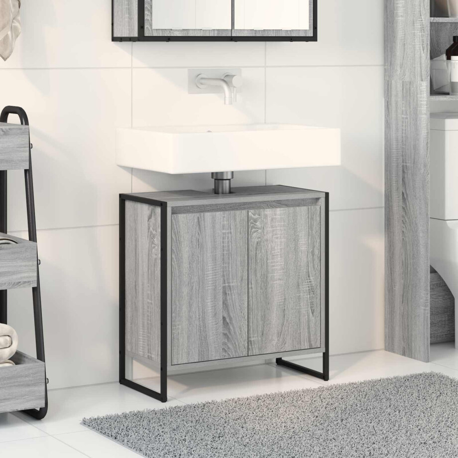 vidaXL Badkamer Kast Grijs Sonoma 60 x 30 x 60 cm Bewerkt hout afbeelding 1
