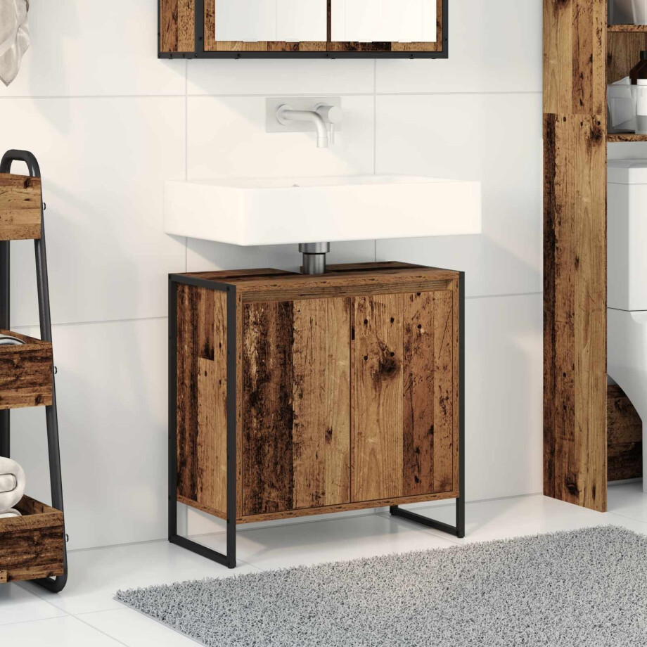 vidaXL Badkamer Kast met opslag Oud Hout 60 x 30 x 60 cm Bewerkt hout vidaXL Badkamer Kast met opslag Oud Hout 60 x 30 x 60 cm Bewerkt hout afbeelding 1