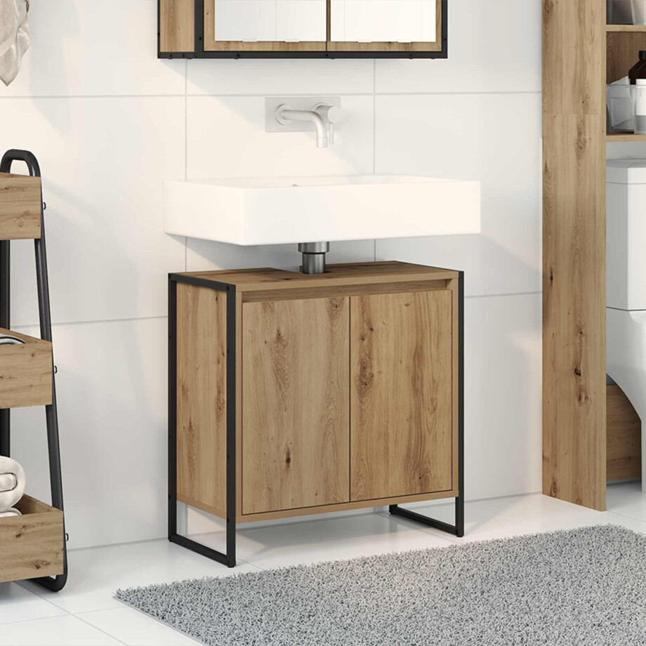 vidaXL Badkamer Kast Ambachtelijk eiken 60 x 30 x 60 cm Bewerkt hout afbeelding 1