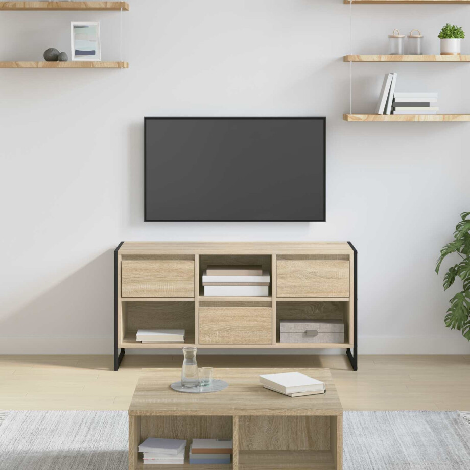 vidaXL TV-kast met lade Sonoma 100 x 36 x 49,5 cm Bewerkt hout vidaXL TV-kast met lade Sonoma 100 x 36 x 49,5 cm Bewerkt hout afbeelding 1