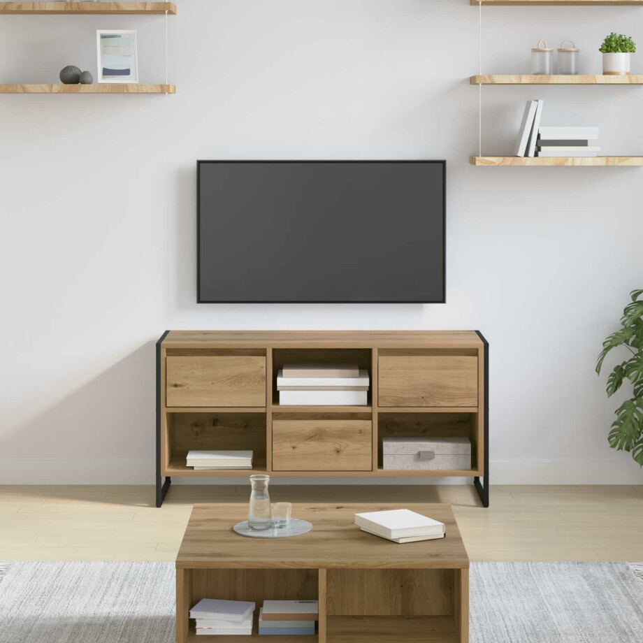 vidaXL TV-kast Ambachtelijk eiken 100 x 36 x 49,5 cm Bewerkt hout vidaXL TV-kast Ambachtelijk eiken 100 x 36 x 49,5 cm Bewerkt hout afbeelding 1