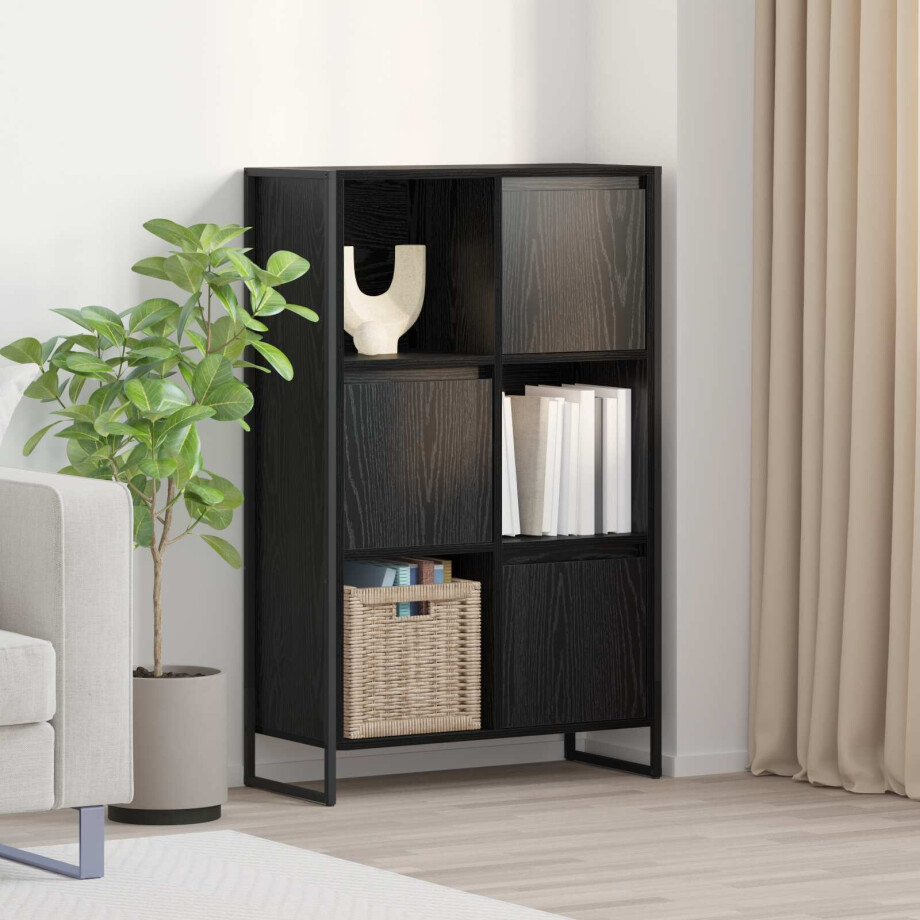 vidaXL Boekenkast Zwart Eiken 68 x 30 x 108.5 cm Bewerkt hout afbeelding 1