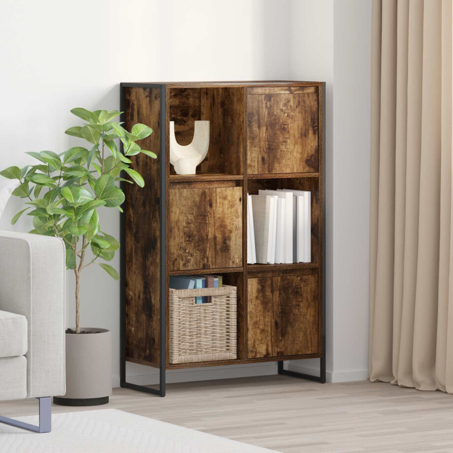 vidaXL Boekenkast Rook Eik 68 x 30 x 108.5 cm Bewerkt hout vidaXL Boekenkast Rook Eik 68 x 30 x 108.5 cm Bewerkt hout afbeelding 1