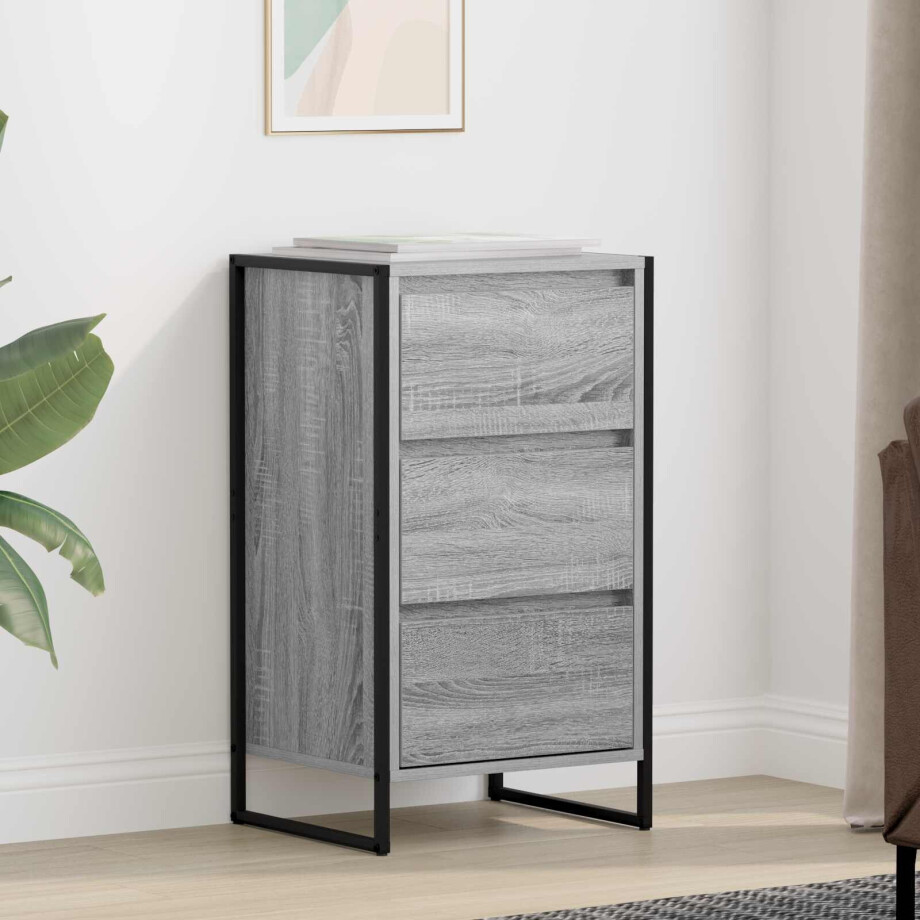 vidaXL Dressoir met lade Grijs Sonoma 42 x 36 x 75.5 cm Bewerkt hout vidaXL Dressoir met lade Grijs Sonoma 42 x 36 x 75.5 cm Bewerkt hout afbeelding 1