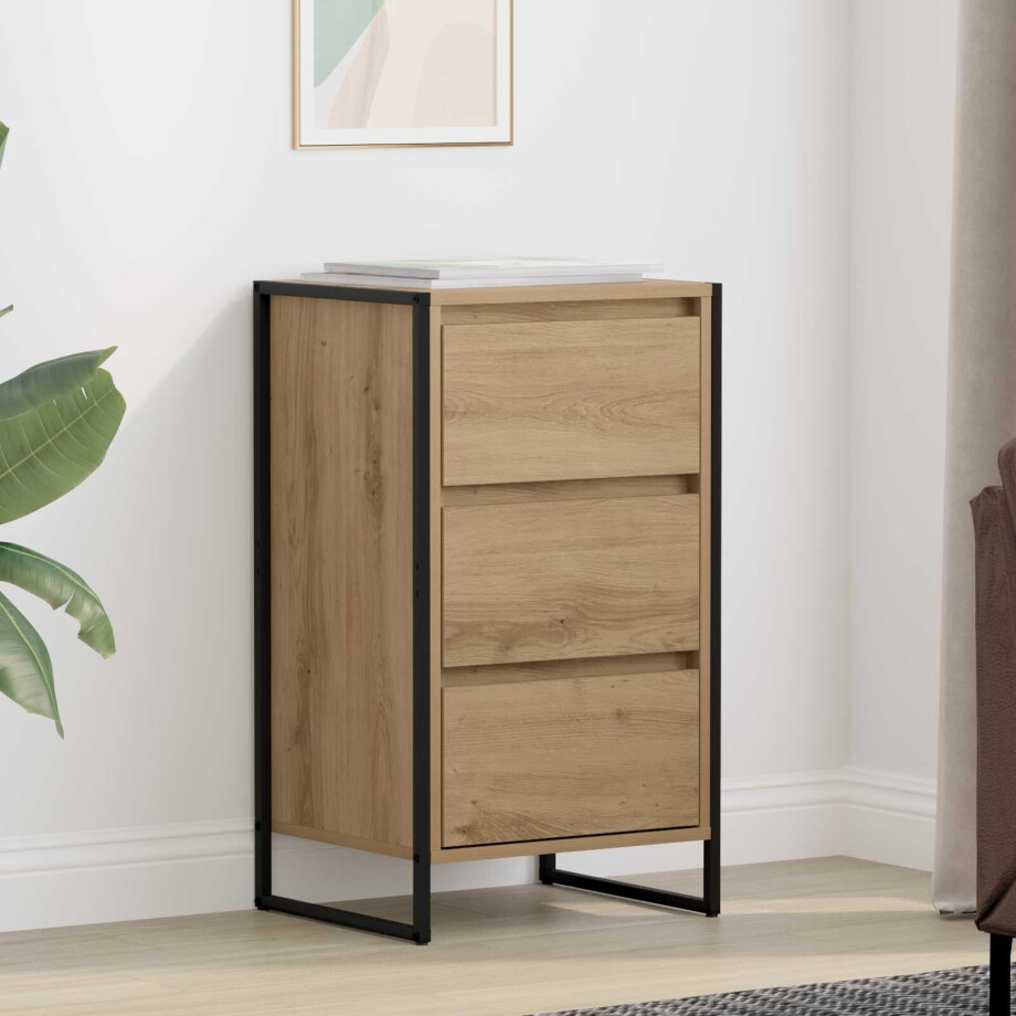 vidaXL Dressoir Ambachtelijk eiken 42 x 36 x 75.5 cm Bewerkt hout afbeelding 1