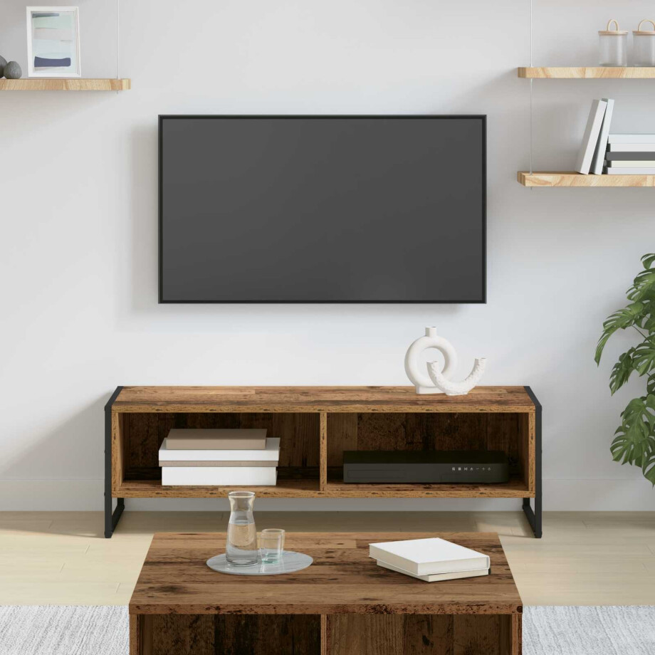 vidaXL TV-kast Oud Hout 100 x 36.5 x 30.5 cm Bewerkt hout afbeelding 1