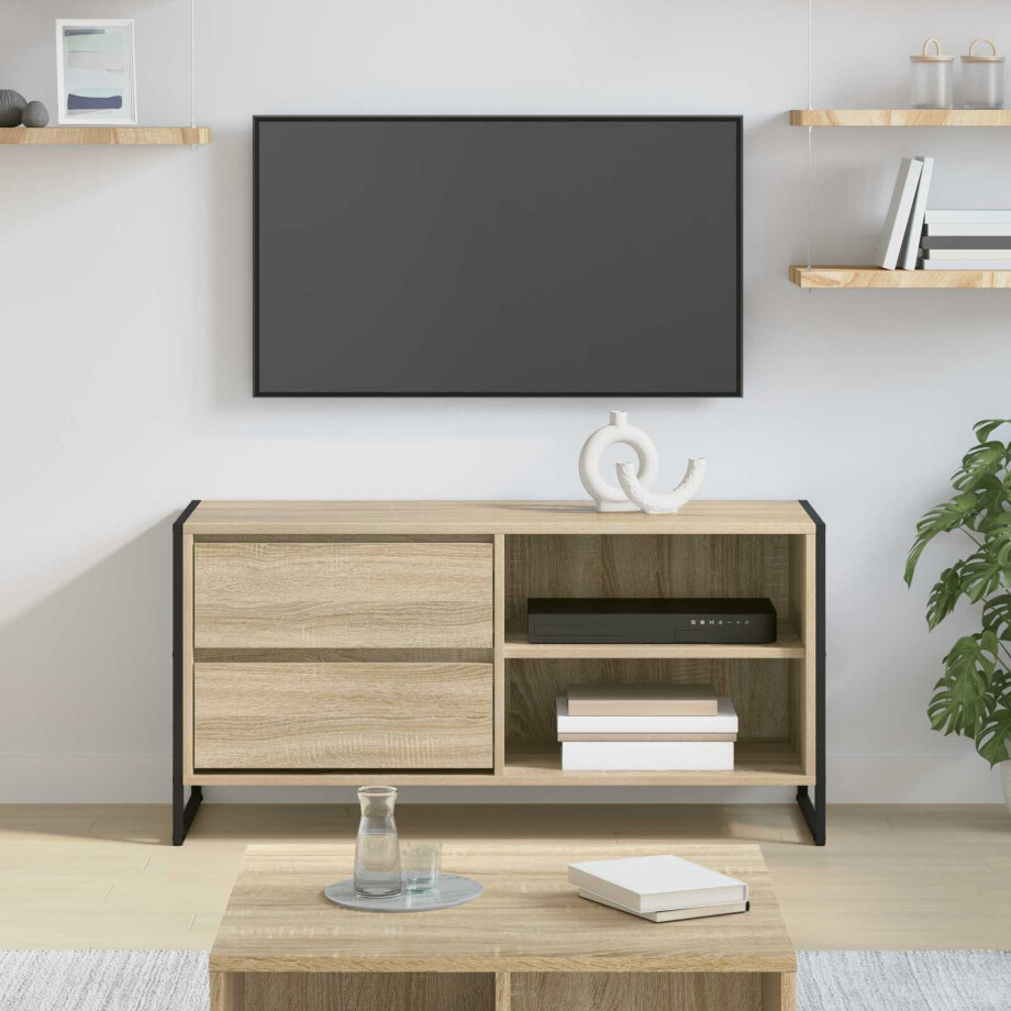 vidaXL TV-kast met lade Sonoma 100 x 36 x 49,5 cm Bewerkt hout vidaXL TV-kast met lade Sonoma 100 x 36 x 49,5 cm Bewerkt hout afbeelding 1