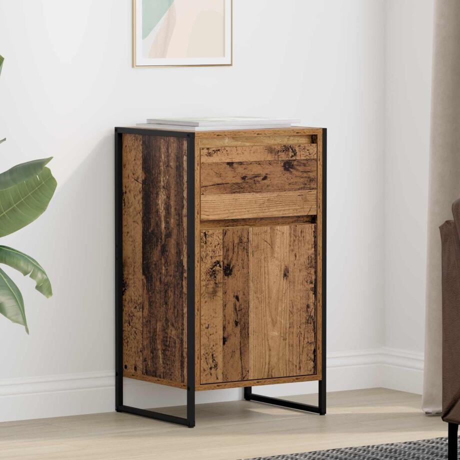 vidaXL Dressoir met lade Oud Hout 43 x 36 x 75,5 cm Bewerkt hout afbeelding 1