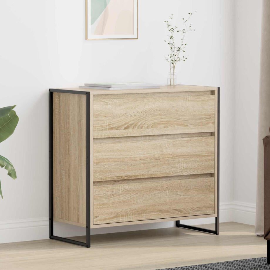 vidaXL Dressoir met lade Sonoma 79 x 36 x 75.5 cm Bewerkt hout afbeelding 1
