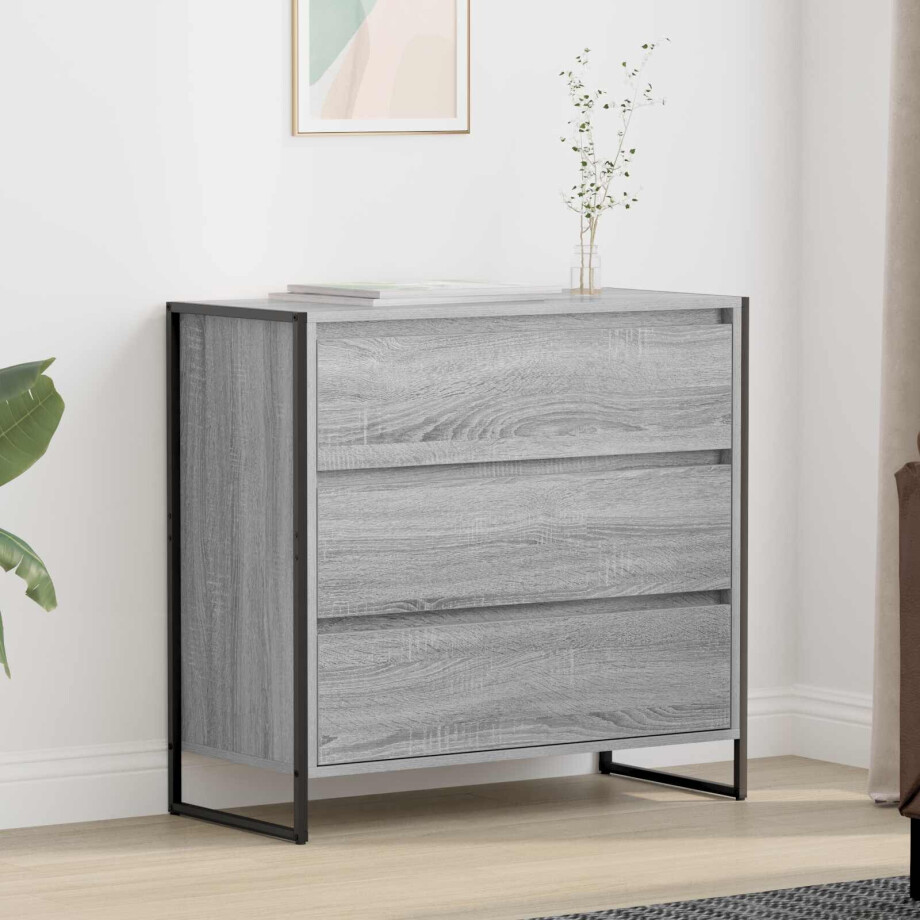 vidaXL Dressoir met lade Grijs Sonoma 79 x 36 x 75.5 cm Bewerkt hout vidaXL Dressoir met lade Grijs Sonoma 79 x 36 x 75.5 cm Bewerkt hout afbeelding 1