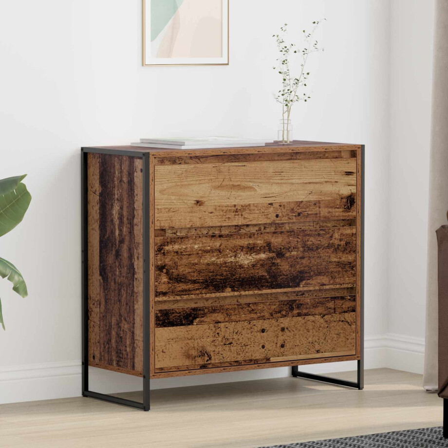 vidaXL Dressoir met lade Oud Hout 79 x 36 x 75.5 cm Bewerkt hout vidaXL Dressoir met lade Oud Hout 79 x 36 x 75.5 cm Bewerkt hout afbeelding 1