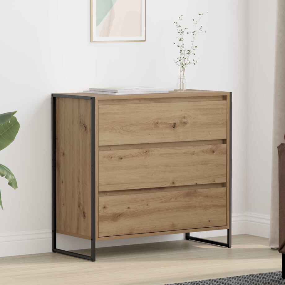 vidaXL Dressoir Ambachtelijk eiken 79 x 36 x 75.5 cm Bewerkt hout vidaXL Dressoir Ambachtelijk eiken 79 x 36 x 75.5 cm Bewerkt hout afbeelding 1