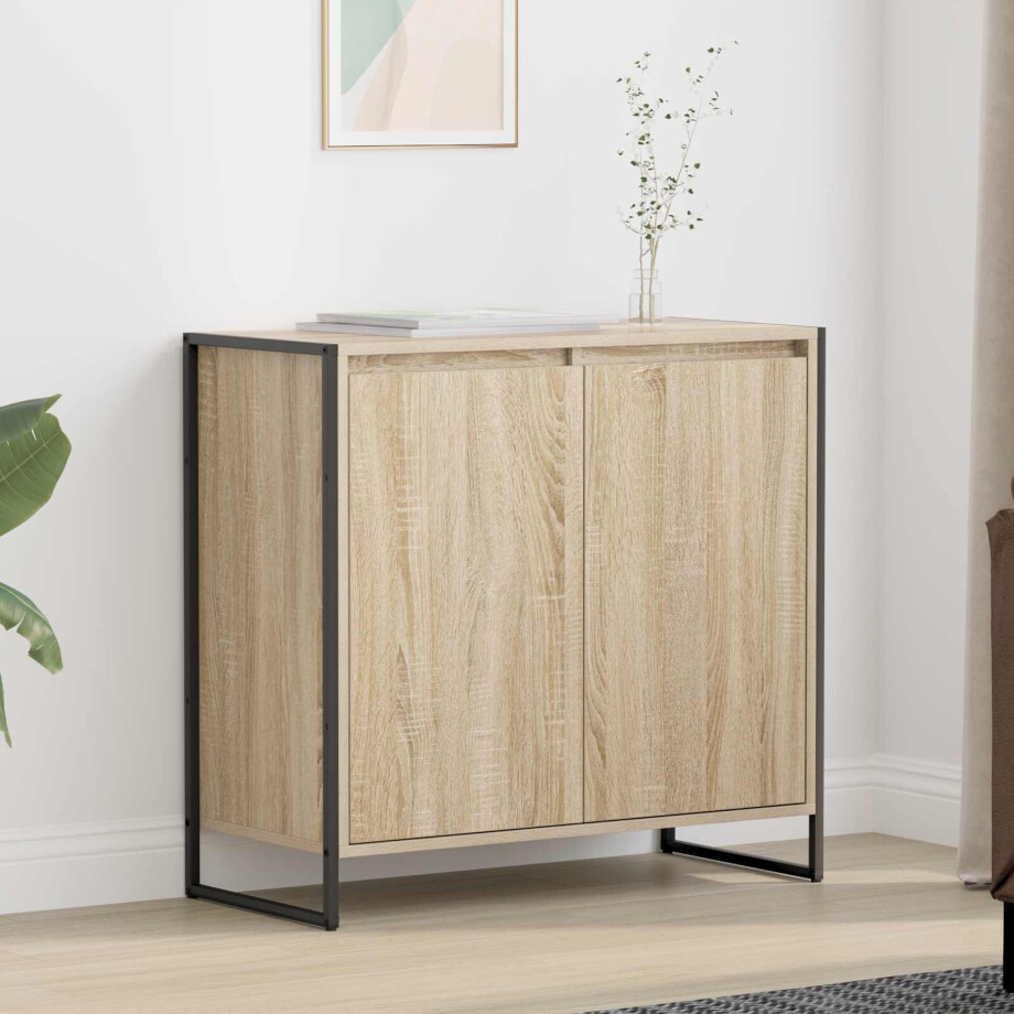 vidaXL Bijzetkast Sonoma 79 x 36 x 75 cm Bewerkt hout vidaXL Bijzetkast Sonoma 79 x 36 x 75 cm Bewerkt hout afbeelding 1