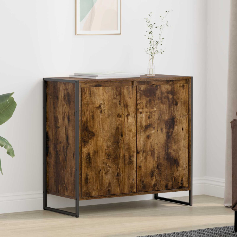 vidaXL Bijzetkast Rook Eik 79 x 36 x 75 cm Bewerkt hout vidaXL Bijzetkast Rook Eik 79 x 36 x 75 cm Bewerkt hout afbeelding 1
