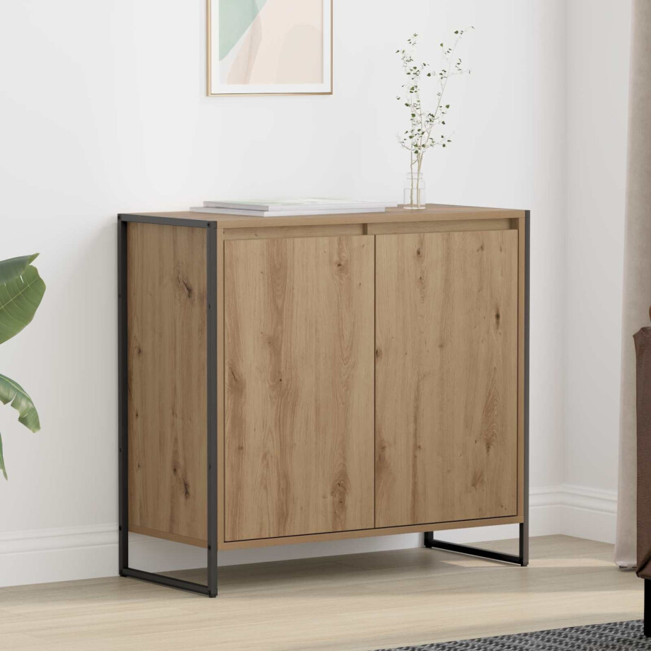 vidaXL Bijzetkast Ambachtelijk eiken 79 x 36 x 75 cm Bewerkt hout vidaXL Bijzetkast Ambachtelijk eiken 79 x 36 x 75 cm Bewerkt hout afbeelding 1
