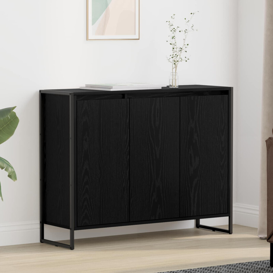 vidaXL Bijzetkast Zwart Eiken 96,5 x 30 x 75 cm Bewerkt hout afbeelding 1