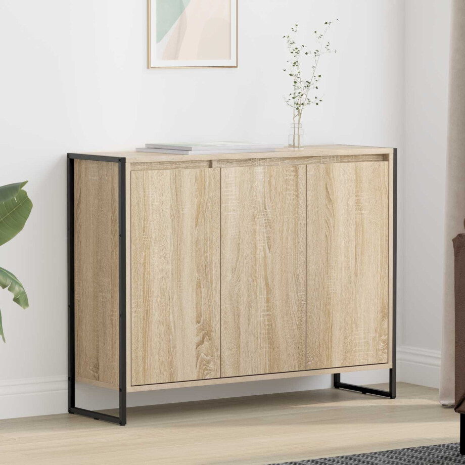 vidaXL Bijzetkast Sonoma 96,5 x 30 x 75 cm Bewerkt hout vidaXL Bijzetkast Sonoma 96,5 x 30 x 75 cm Bewerkt hout afbeelding 1