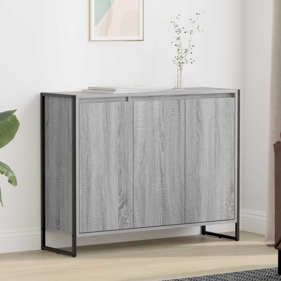 vidaXL Bijzetkast Grijs Sonoma 96,5 x 30 x 75 cm Bewerkt hout vidaXL Bijzetkast Grijs Sonoma 96,5 x 30 x 75 cm Bewerkt hout afbeelding 1
