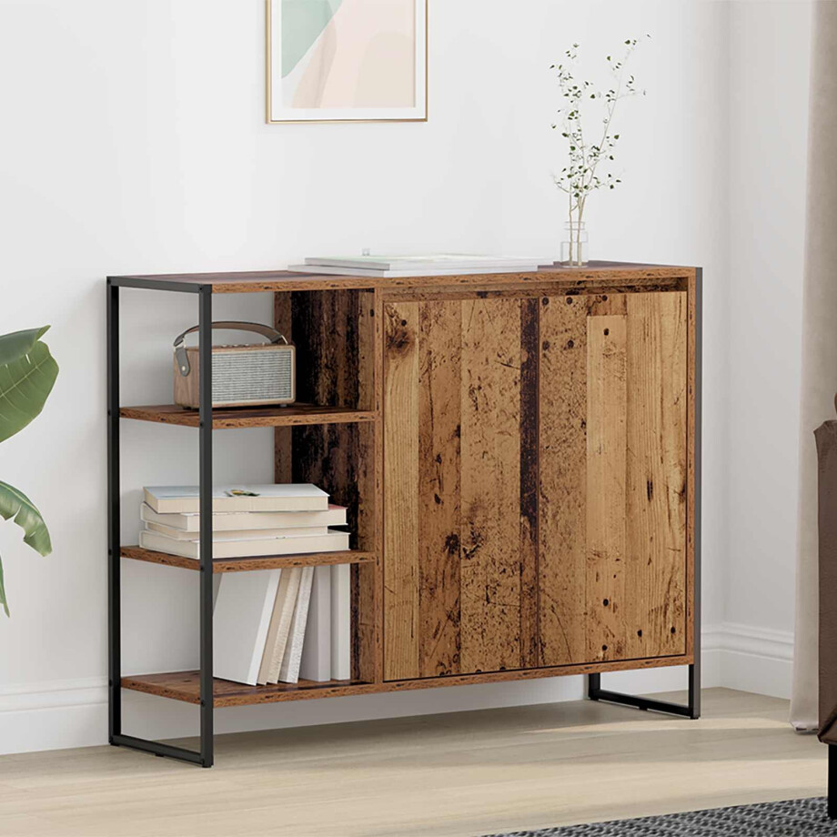 vidaXL Bijzetkast Oud Hout 96.5 x 30 x 75 cm Bewerkt hout vidaXL Bijzetkast Oud Hout 96.5 x 30 x 75 cm Bewerkt hout afbeelding 1