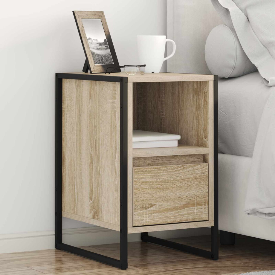 vidaXL Nachtkastje met lade Sonoma 39,5 x 30 x 50 cm Bewerkt hout vidaXL Nachtkastje met lade Sonoma 39,5 x 30 x 50 cm Bewerkt hout afbeelding 1