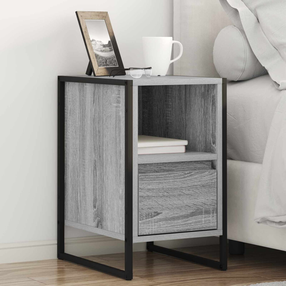 vidaXL Nachtkastje Grijs Sonoma 39,5 x 30 x 50 cm Bewerkt hout afbeelding 1