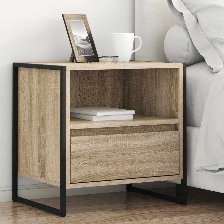 vidaXL Nachtkastje met lade Sonoma 50 x 39,5 x 50 cm Bewerkt hout vidaXL Nachtkastje met lade Sonoma 50 x 39,5 x 50 cm Bewerkt hout afbeelding 1