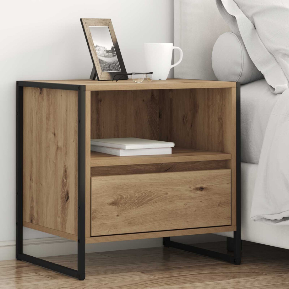 vidaXL Nachtkastje met lade 2 pcs Ambachtelijk eiken 50 x 39,5 x 50 cm vidaXL Nachtkastje met lade 2 pcs Ambachtelijk eiken 50 x 39,5 x 50 cm afbeelding 1
