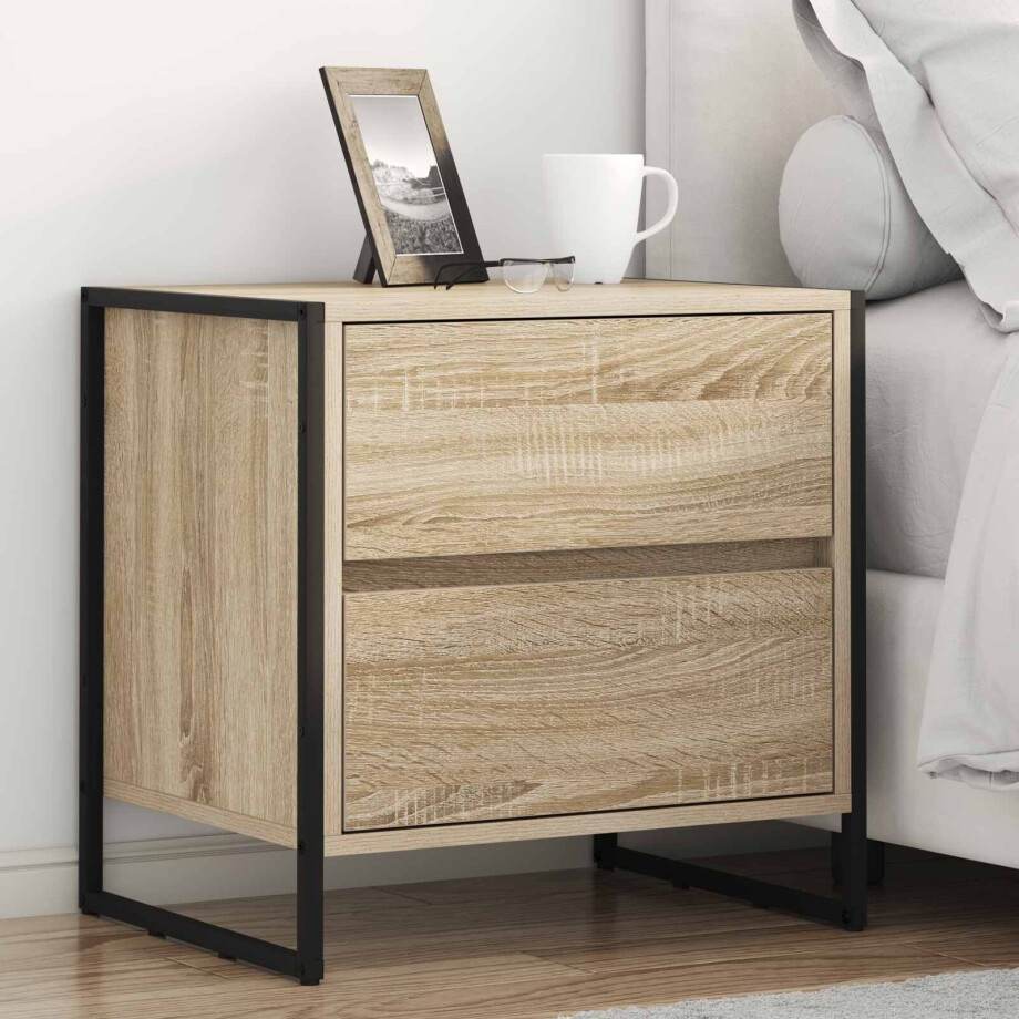 vidaXL Nachtkastje met lade Sonoma 50 x 39,5 x 50 cm Bewerkt hout afbeelding 1