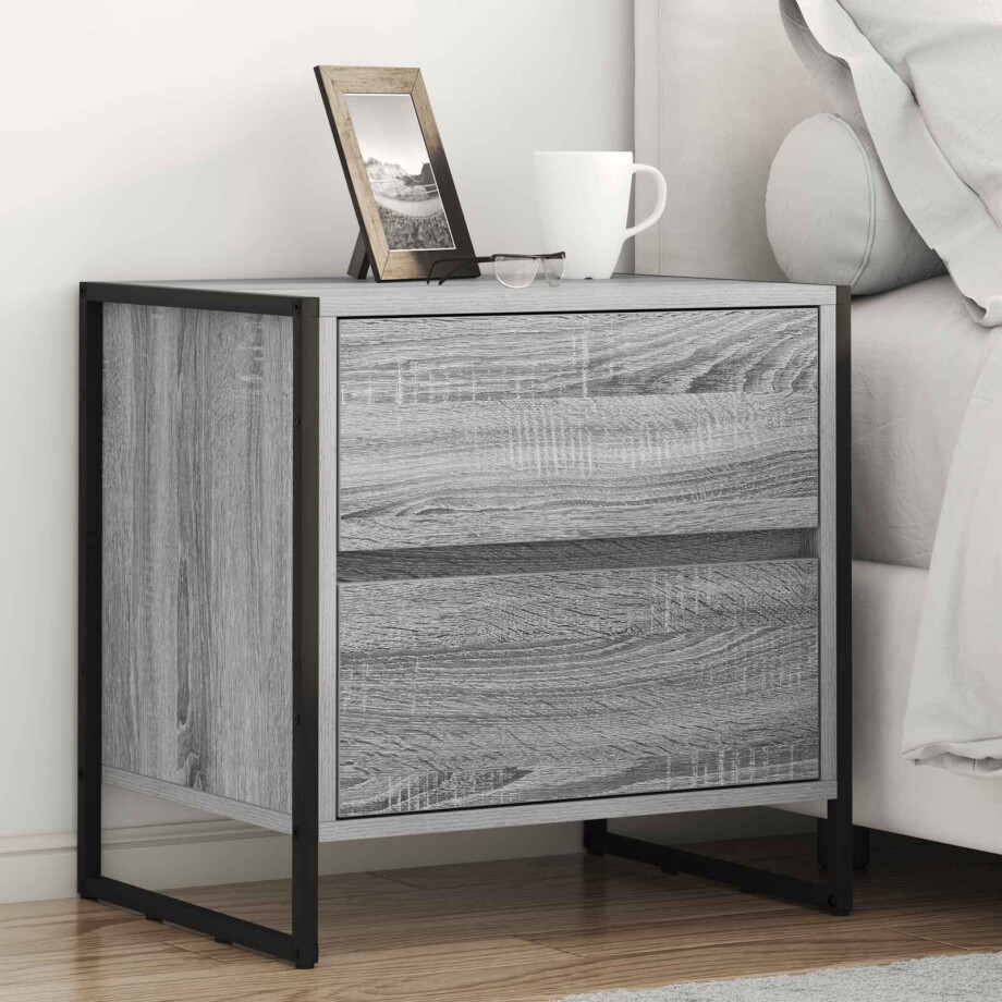 vidaXL Nachtkastje Grijs Sonoma 50 x 39,5 x 50 cm Bewerkt hout afbeelding 1