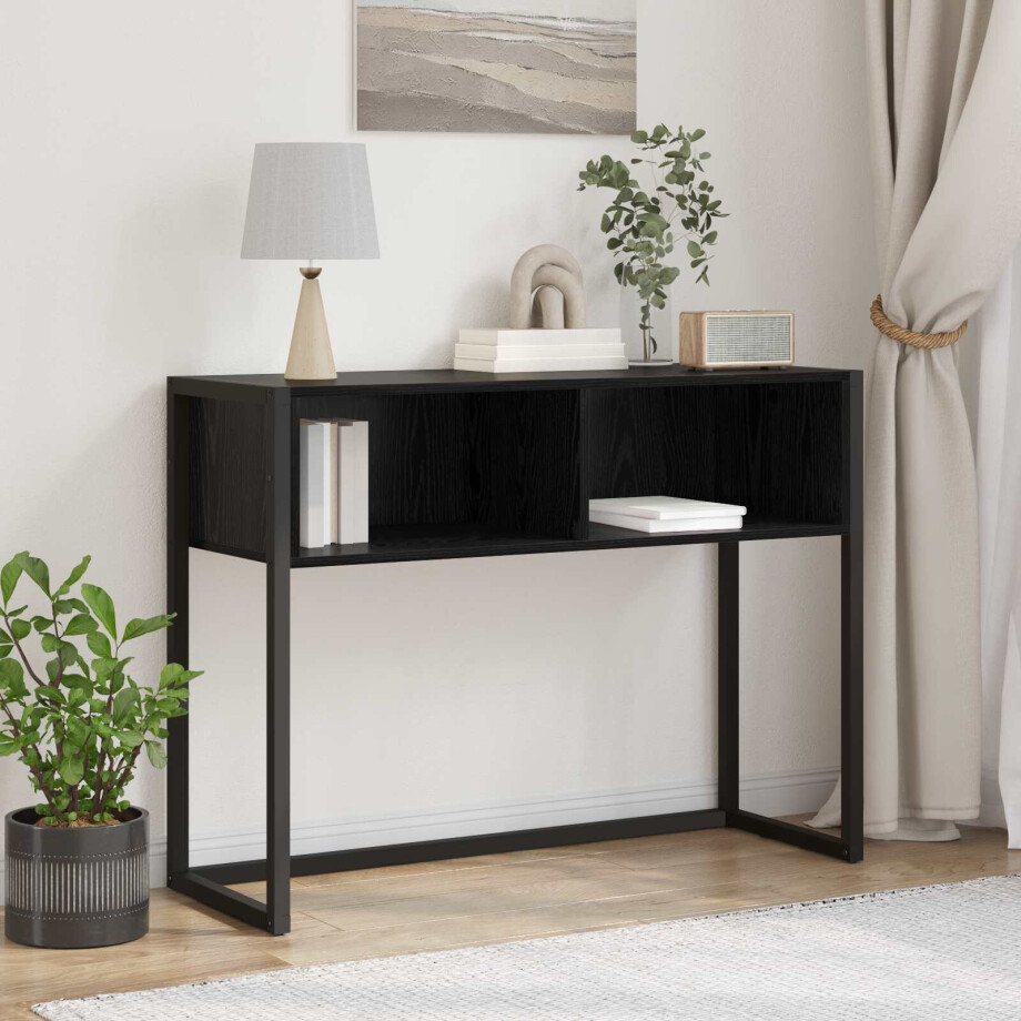 vidaXL Bijzettafel Zwart Eiken 100 x 36 x 75 cm Bewerkt hout afbeelding 1