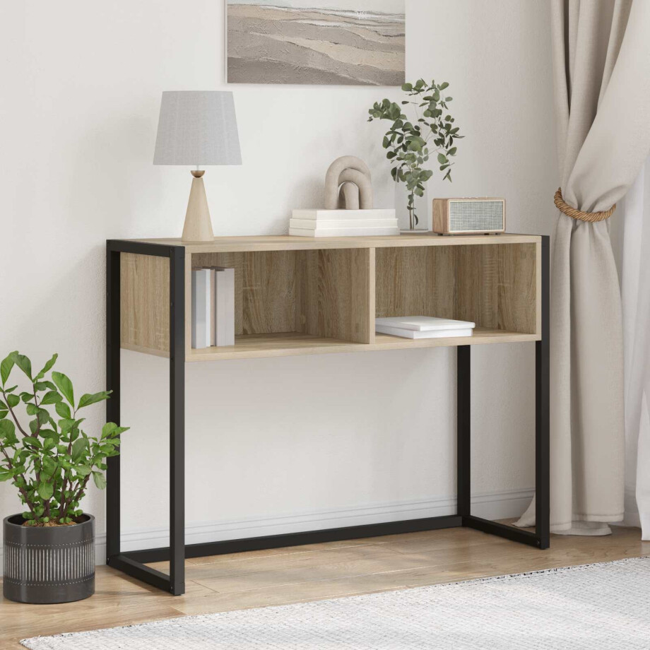 vidaXL Bijzettafel met opslag Sonoma 100 x 36 x 75 cm Bewerkt hout vidaXL Bijzettafel met opslag Sonoma 100 x 36 x 75 cm Bewerkt hout afbeelding 1