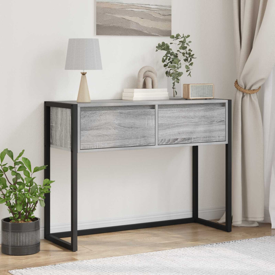 vidaXL Bijzettafel met lade Grijs Sonoma 100 x 36 x 75 cm Bewerkt hout vidaXL Bijzettafel met lade Grijs Sonoma 100 x 36 x 75 cm Bewerkt hout afbeelding 1