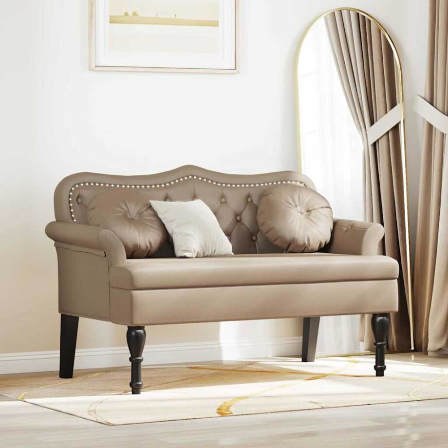 vidaXL Chesterfield Bank Cappuccino 120,5 x 65 x 75 cm Nep Leer afbeelding 1