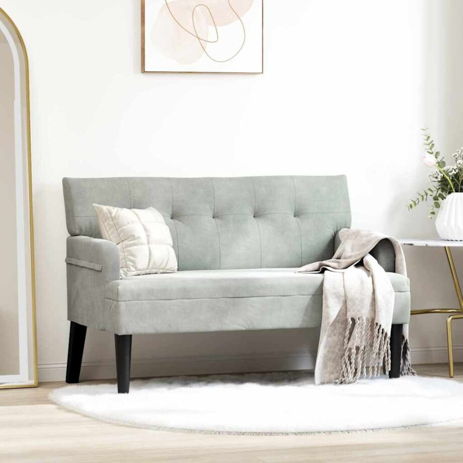 vidaXL Chesterfield Bank Lichtgrijs 112 x 65,5 x 75 cm Fluweel afbeelding 1