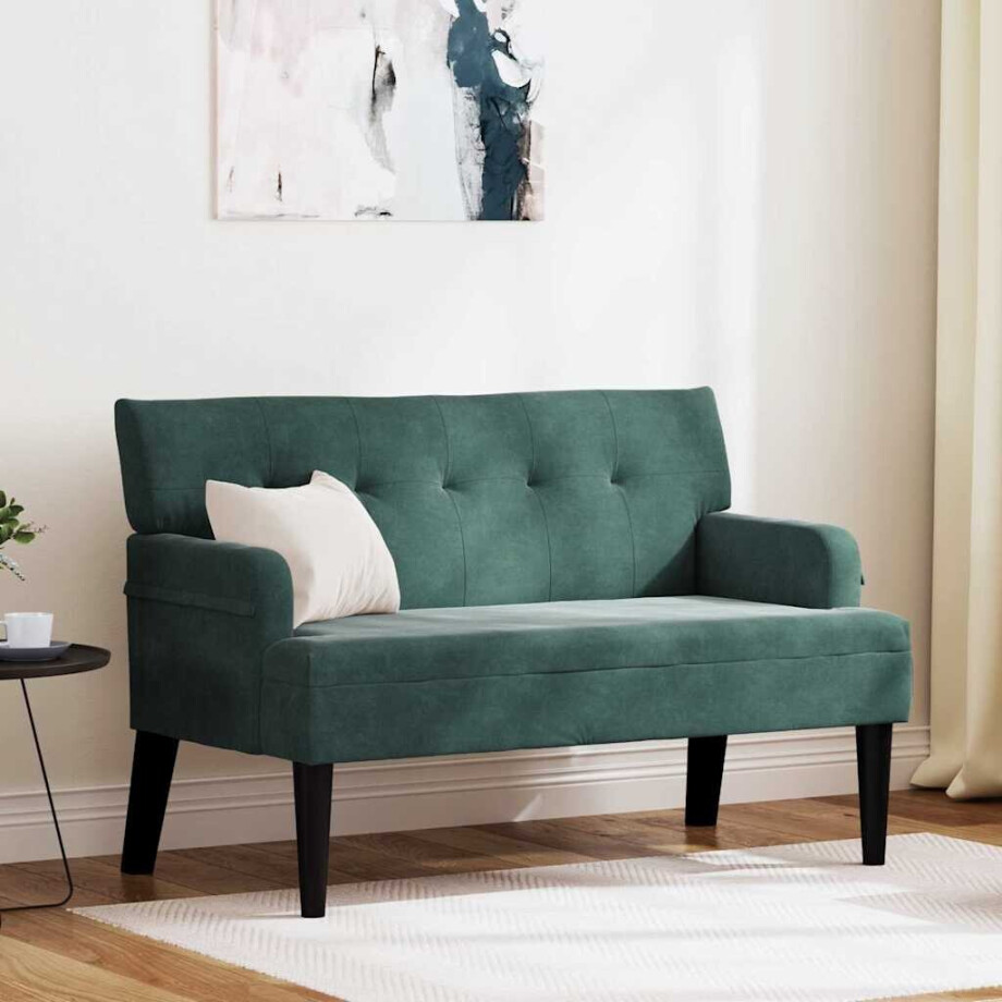 vidaXL Chesterfield Bank Donkergroen 112 x 65,5 x 75 cm Fluweel afbeelding 1