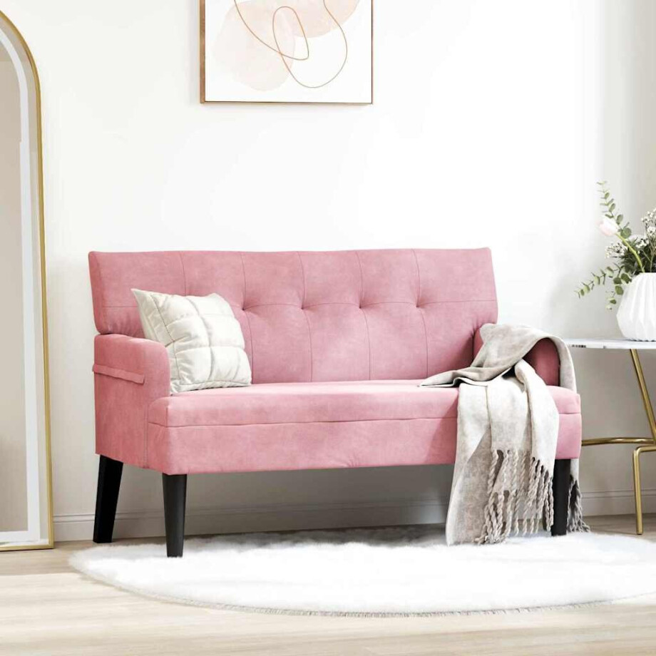 vidaXL Chesterfield Bank Roze 112 x 65,5 x 75 cm Fluweel afbeelding 1