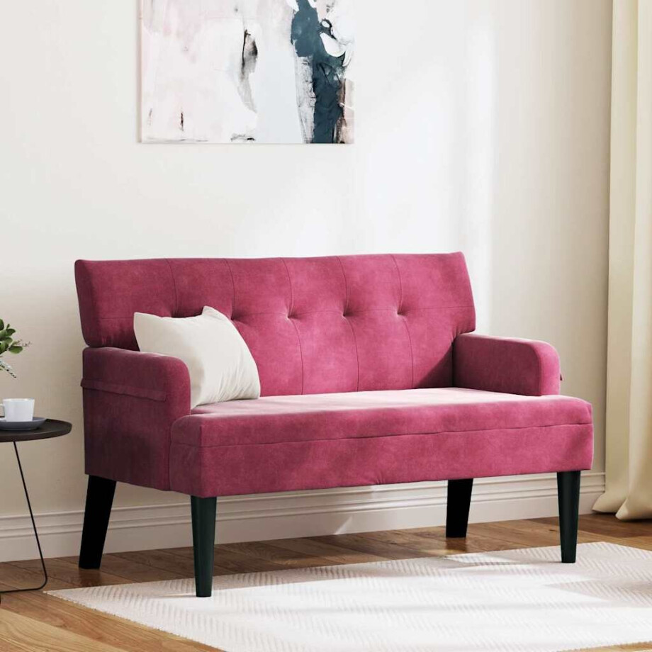 vidaXL Chesterfield Bank Wijnrood 112 x 65,5 x 75 cm Fluweel afbeelding 1