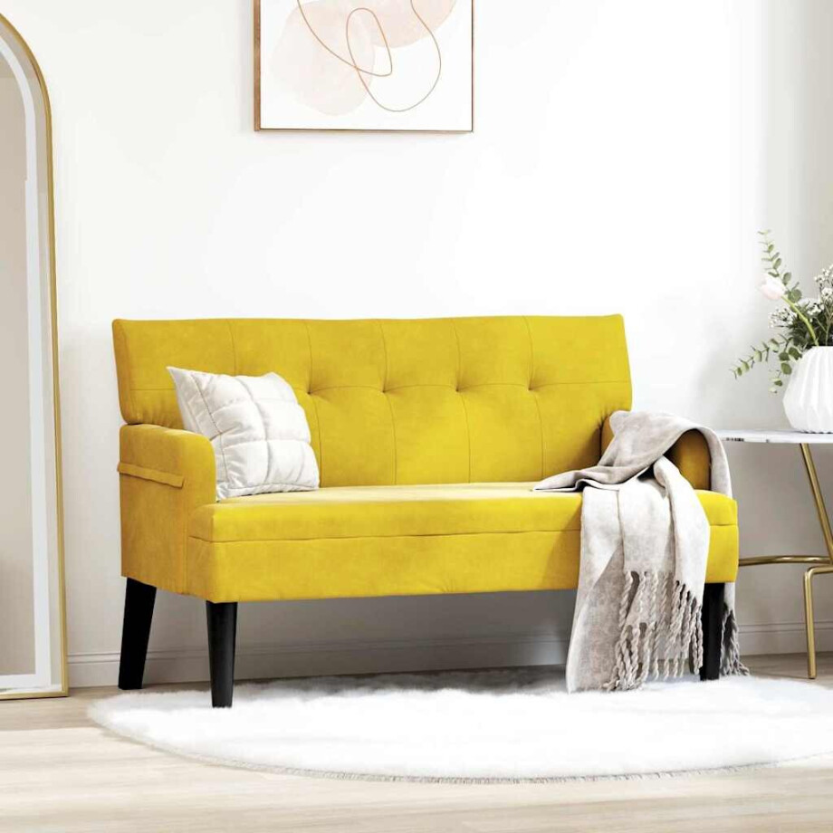 vidaXL Chesterfield Bank Geel 112 x 65,5 x 75 cm Fluweel afbeelding 1
