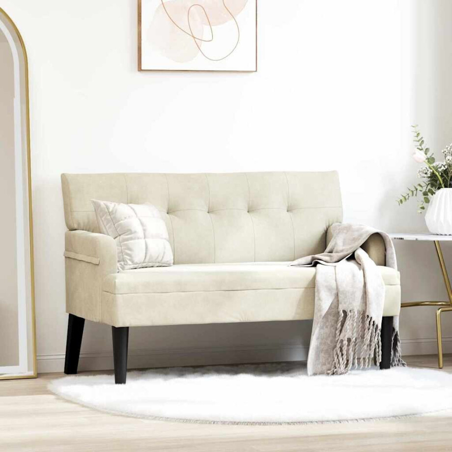 vidaXL Chesterfield Bank Crème 112 x 65,5 x 75 cm Fluweel afbeelding 1
