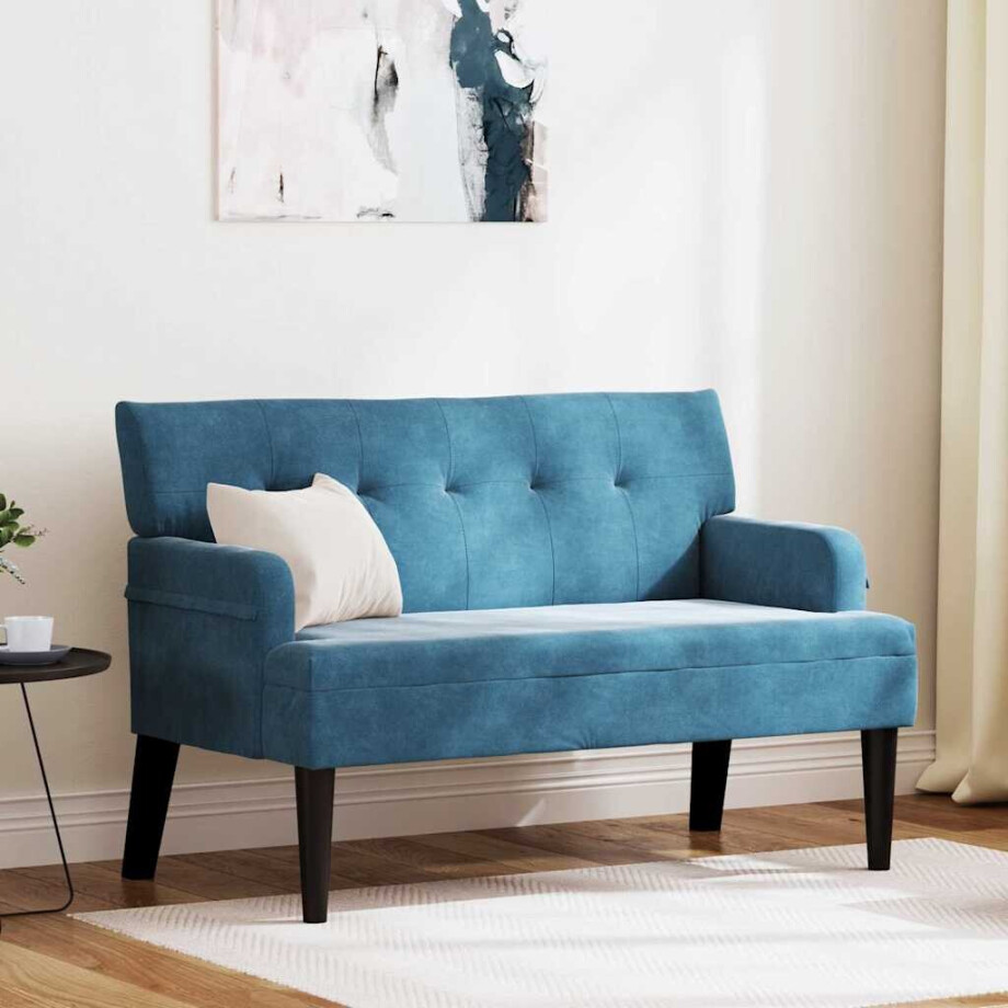 vidaXL Chesterfield Bank Blauw 112 x 65,5 x 75 cm Fluweel afbeelding 1