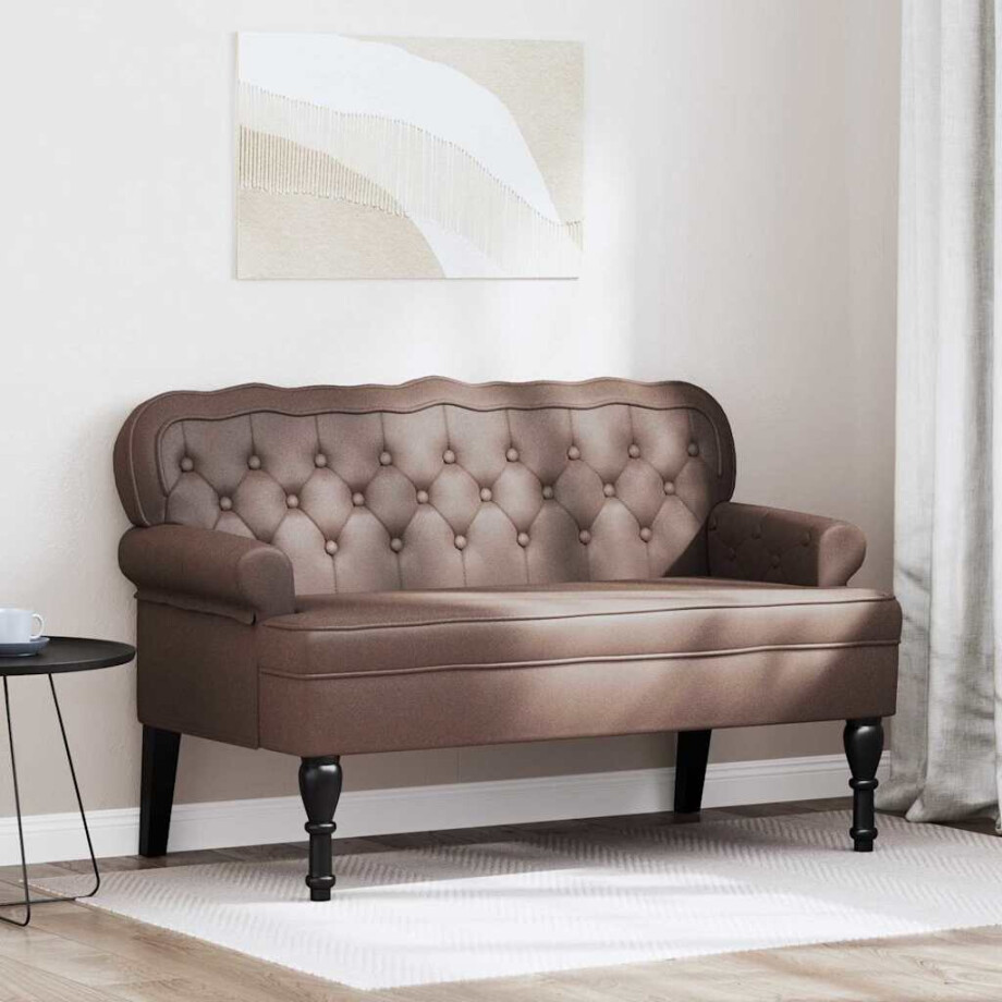 vidaXL Chesterfield Bank Bruin 119,5 x 64,5 x 75 cm Nep Leer afbeelding 1