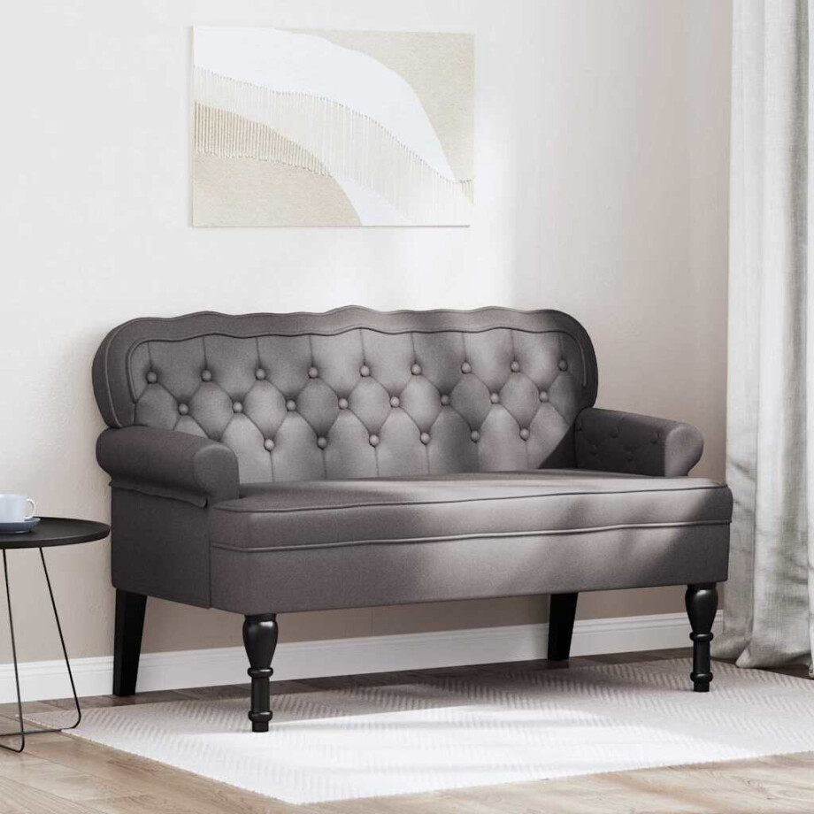 vidaXL Chesterfield Bank Grijs 119,5 x 64,5 x 75 cm Nep Leer afbeelding 1