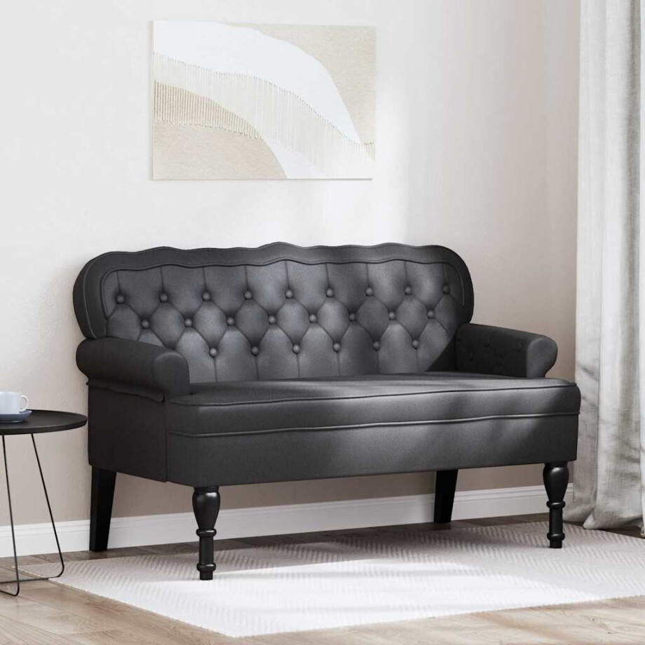 vidaXL Chesterfield Bank Zwart 119,5 x 64,5 x 75 cm Nep Leer afbeelding 1
