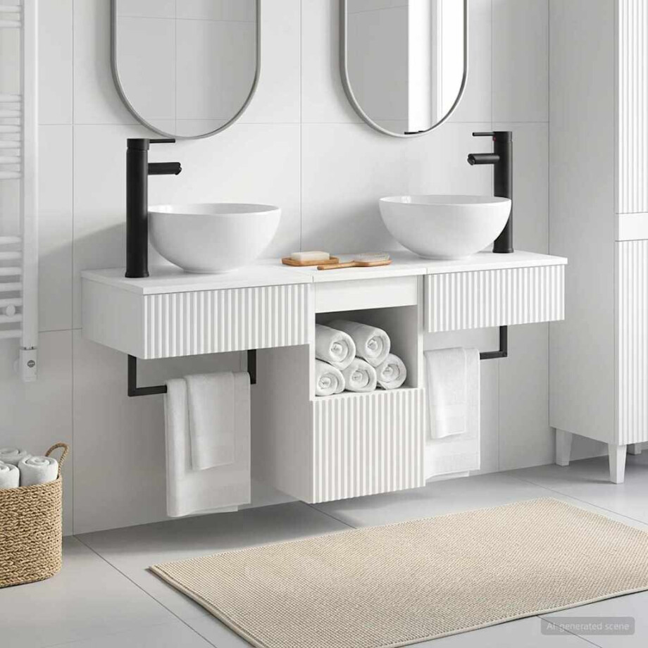vidaXL Badkamermeubelset 3 st Hoogglans Wit Bewerkt hout vidaXL Badkamermeubelset 3 st Hoogglans Wit Bewerkt hout afbeelding 1