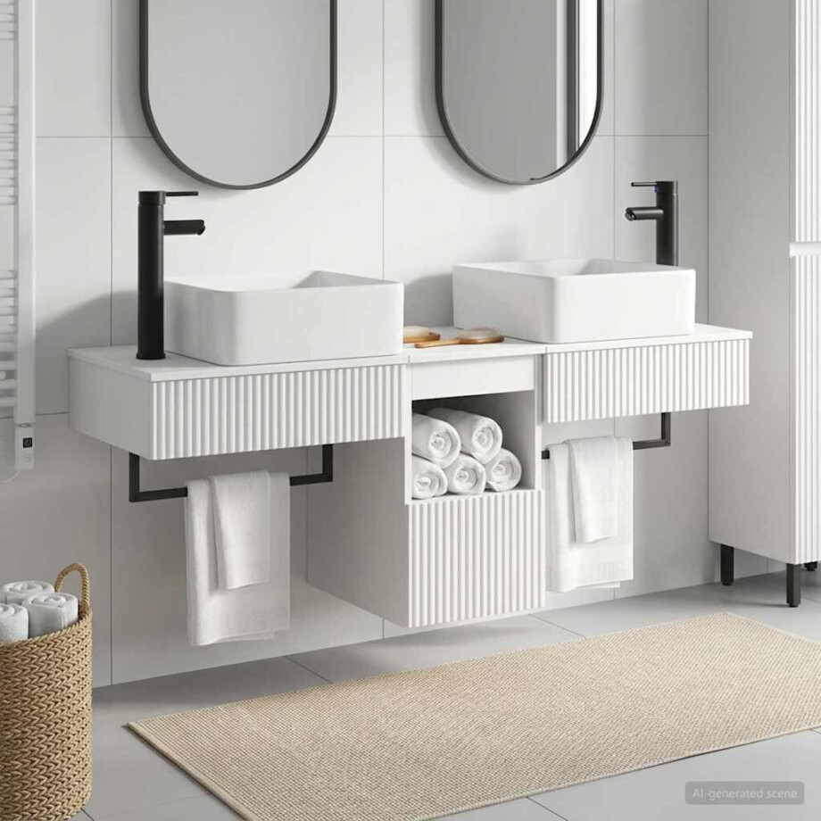 vidaXL Badkamermeubelset 3 st Hoogglans Wit Bewerkt hout vidaXL Badkamermeubelset 3 st Hoogglans Wit Bewerkt hout afbeelding 1