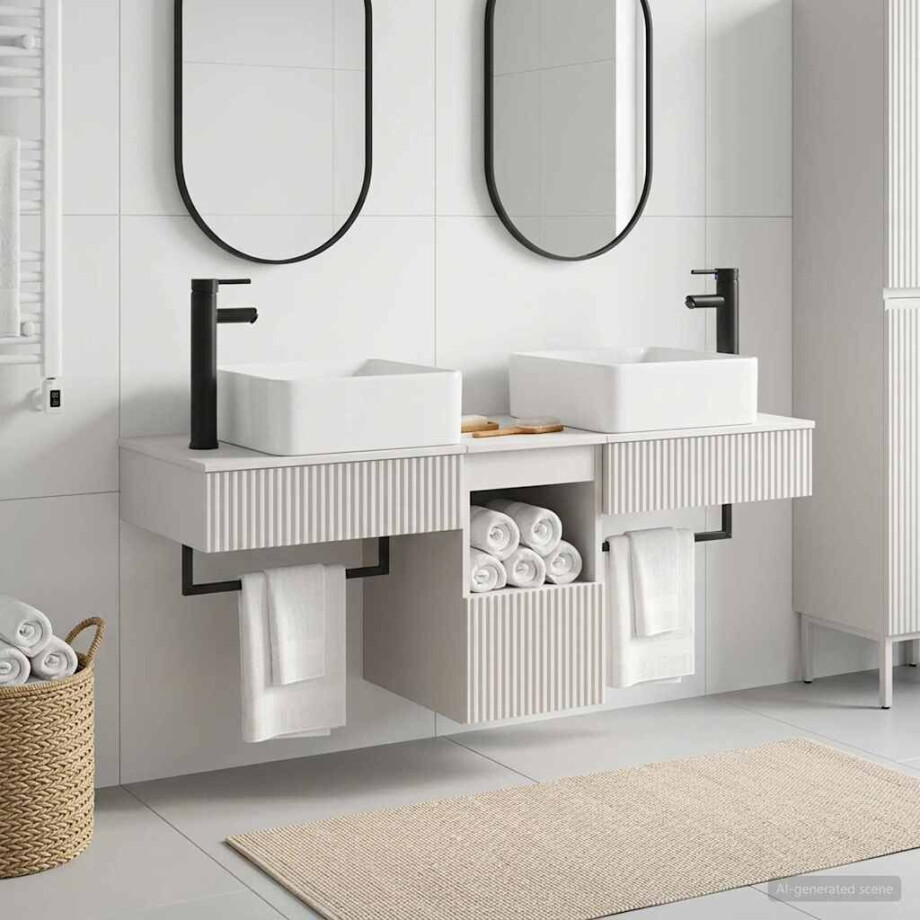vidaXL Badkamerkastenset 3 st Wit 53 x 35 x 39 cm Bewerkt hout vidaXL Badkamerkastenset 3 st Wit 53 x 35 x 39 cm Bewerkt hout afbeelding 1