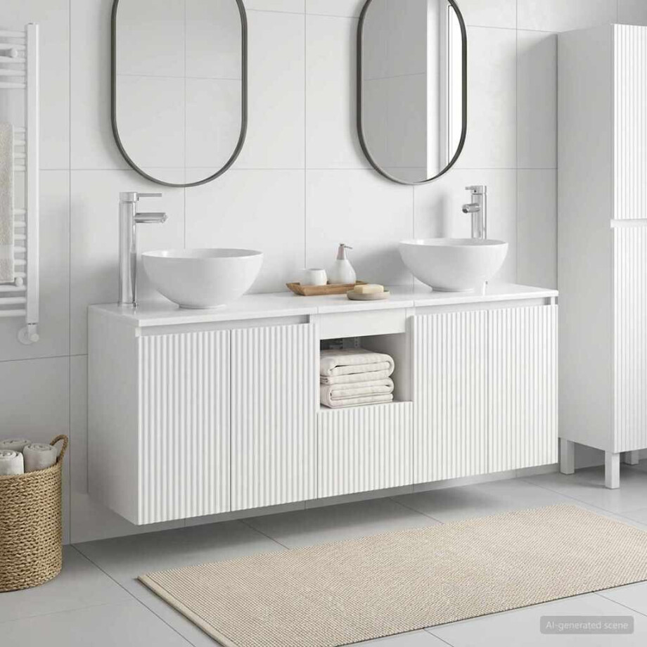 vidaXL Badkamerkastenset 3 st Wit 49,5 x 35 x 63 cm Bewerkt hout afbeelding 1