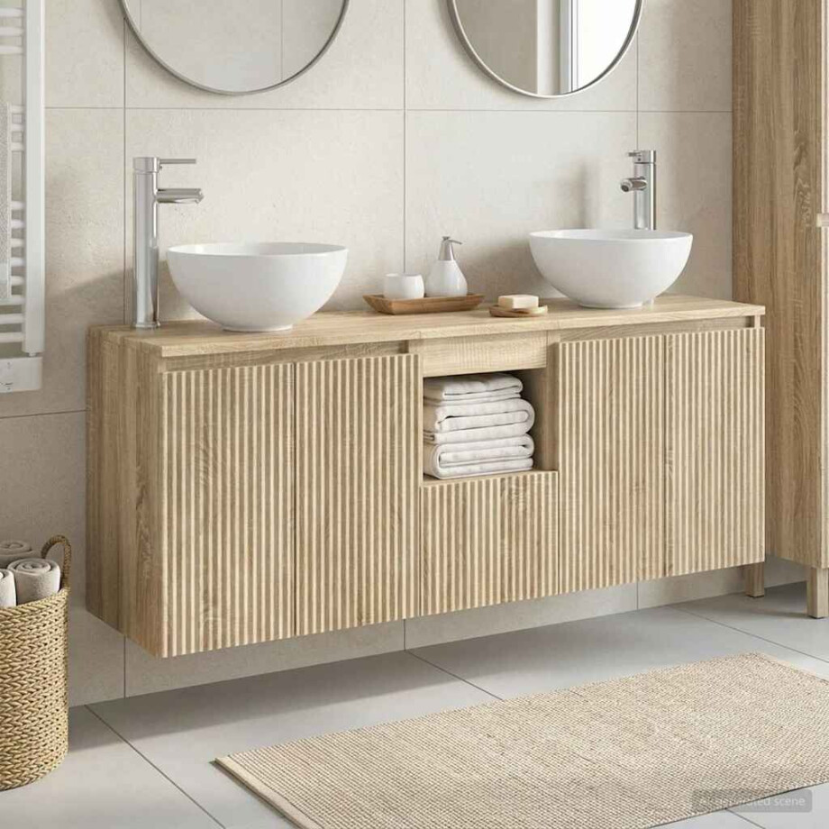 vidaXL Badkamerkastenset 3 st Sonoma Eiken 49,5 x 35 x 63 cm afbeelding 1